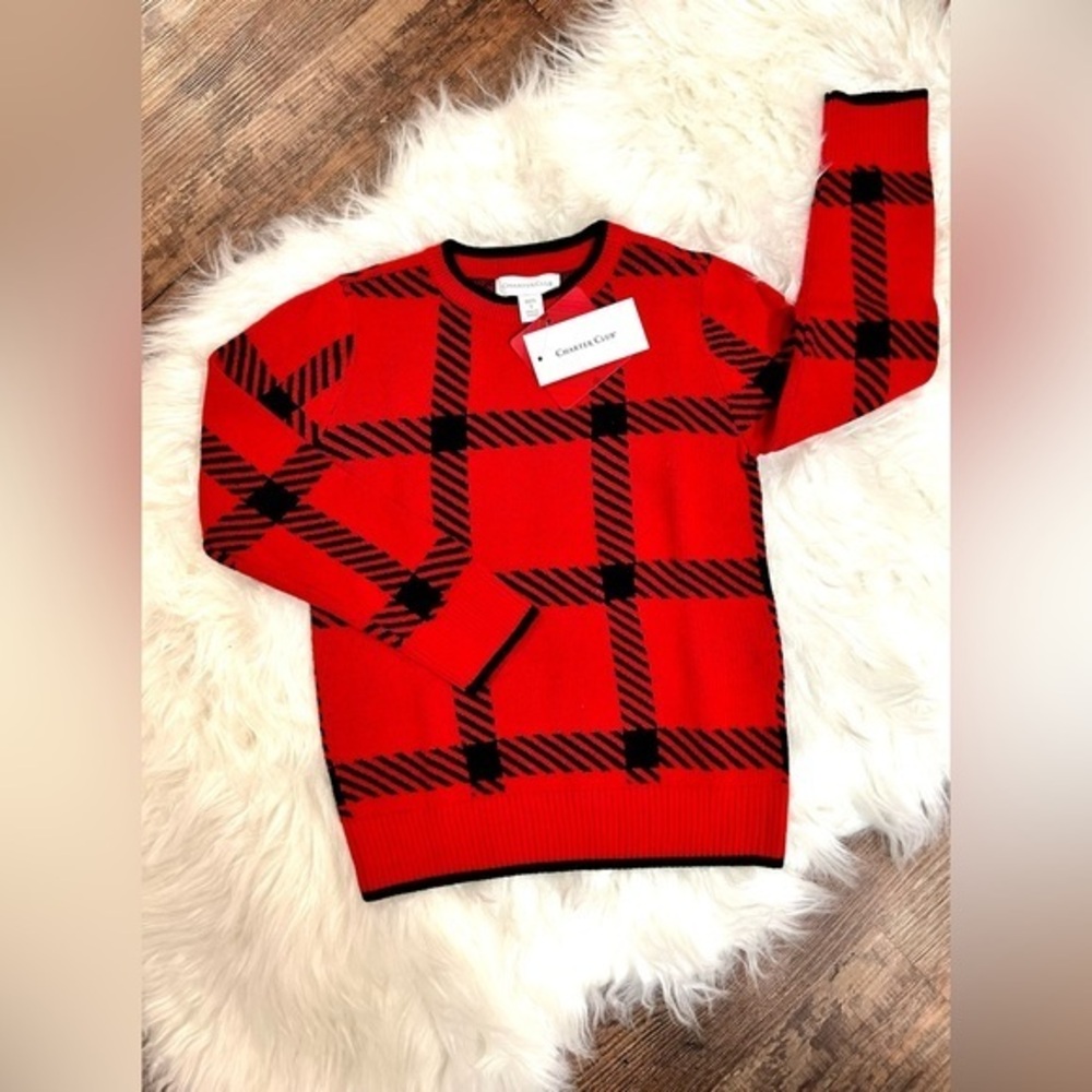 BOY’S CHARTER CLUB RED PLAID SWEATER | SIZE 5 | NWT